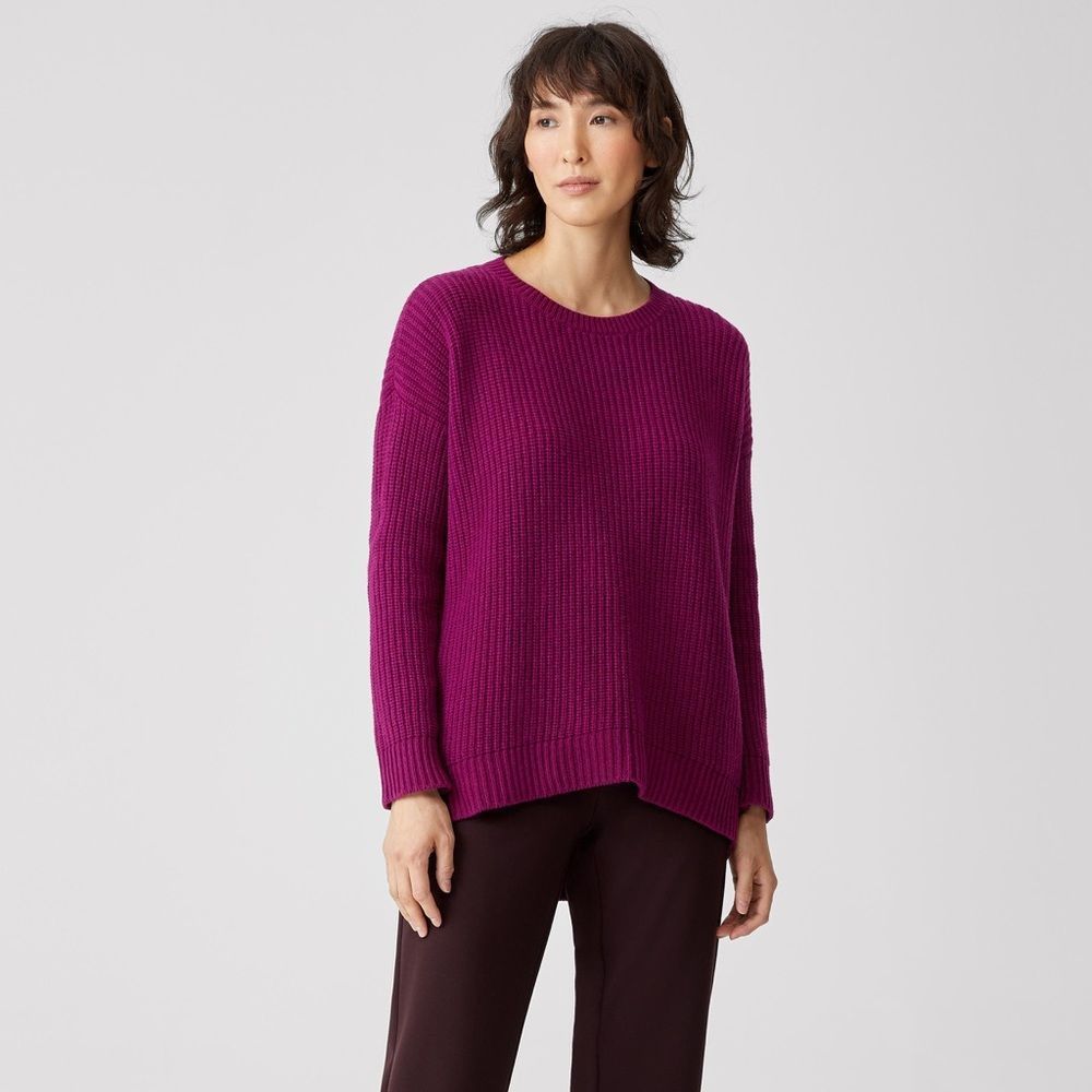 Eileen fisher Hilow recycled cashmere and wool sweater purple 2022